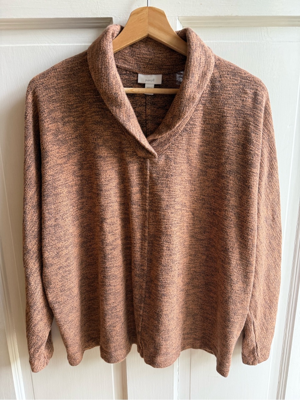 Cozy Cowl Neck Sweater - Rust Brown Heather